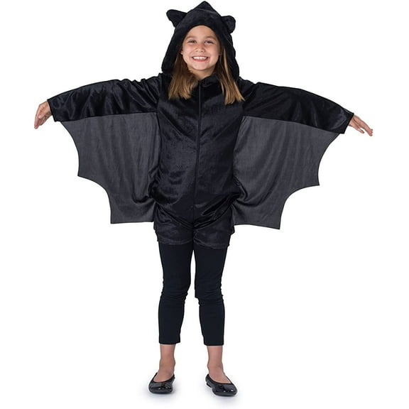Dress-Up-America Bat Costume for Kids - Girls Black Bat Jumpsuit Romper With Wings Extra-Large