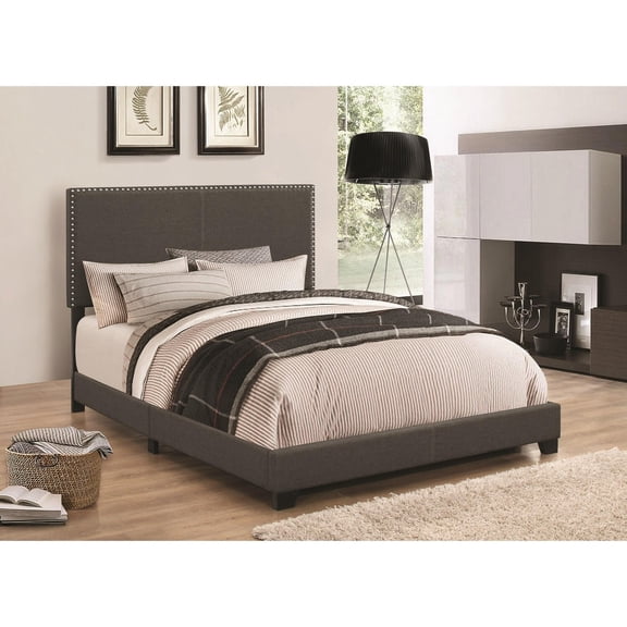 Benzara Modern Panel Twin Bed-Color:Dark Gray