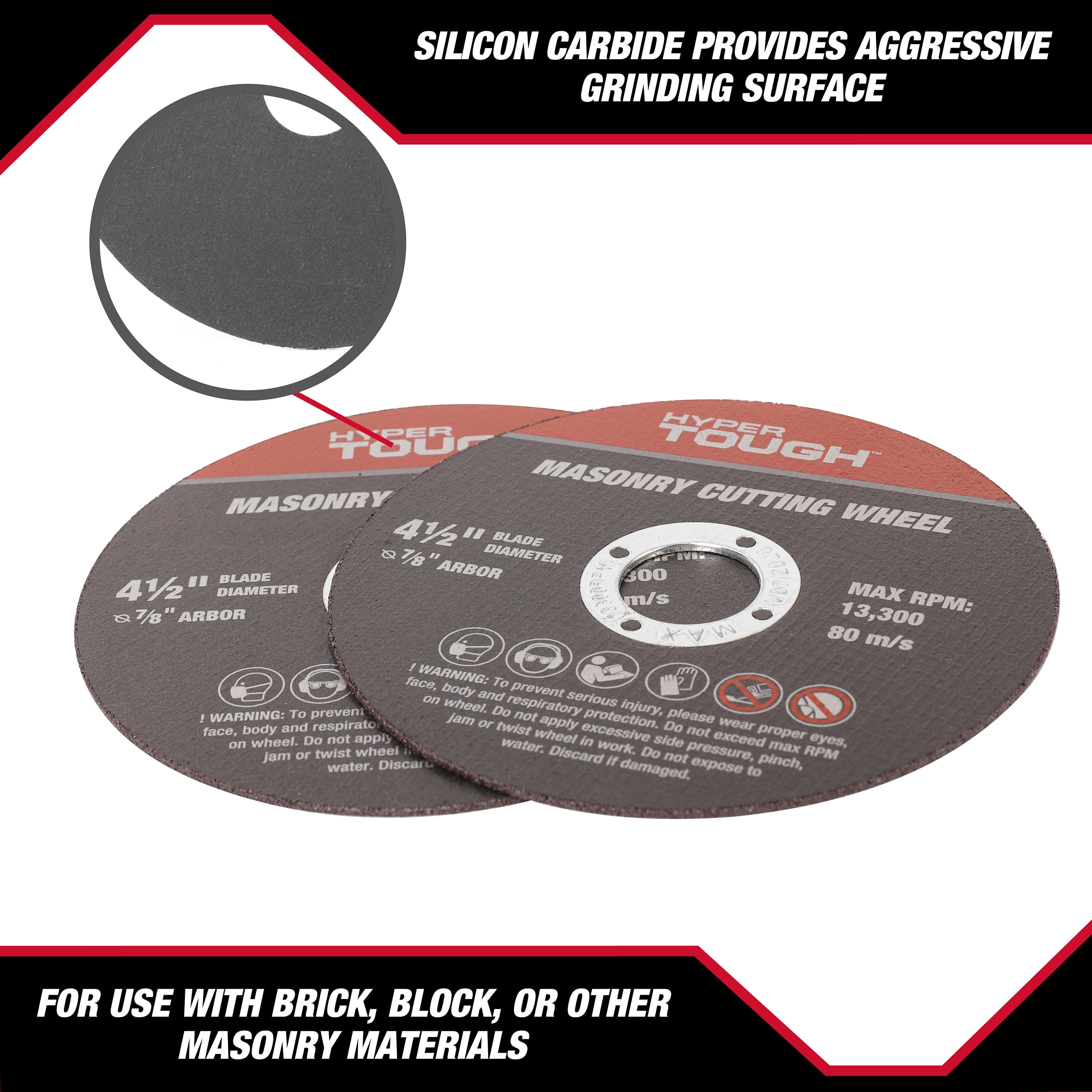 Hyper Tough 2-Pack Silicon Carbide Cutting & Grinding Masonry Wheel, Model 43176