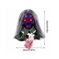 thumbnail image 3 of Animated Walking Skull Head with Light-Up Red Eyes Creepy Moving Halloween Prop with Long Grey Hair Horror Music Motorized Resin Decoration for Party Yard Indoor Outdoor Spooky Decor Gift, 3 of 7