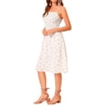 thumbnail image 4 of INSPIRE CHIC Women's Summer Spaghetti Strap Smocked Pockets Floral Dress XS Beige, 4 of 6