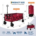thumbnail image 4 of EDTara Chariot de Plage Pliable Robuste, Chariot Utilitaire Extra Long avec Roues Tout-Terrain, Capacité de 350 Lb, Chariot Pliable avec Porte-Gobelets et Poignée Télescopique, 4 of 9