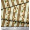 thumbnail image 2 of Soimoi Velvet Fabric Stripe,Leaves & Rose Floral Print Fabric by the Yard 58 Inch Wide, 2 of 3