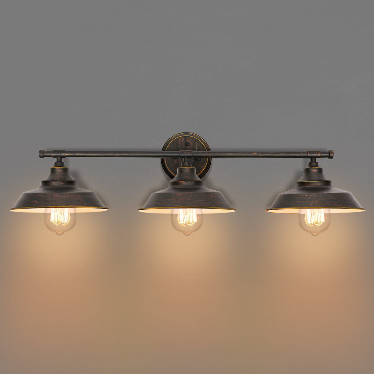 Industrial Farmhouse Style 3 Light, Oil Rubbed Bronze Bathroom Light Fixtures