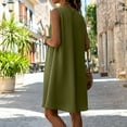 thumbnail image 7 of Summer Saving Wycnly Womens Dresses Beach Loose Lightweight Swing Tank Midi Sundress with Pocket Summer Solid Round Neck Sleeveless Formal Knee-Length Dress Army Green m, 7 of 7