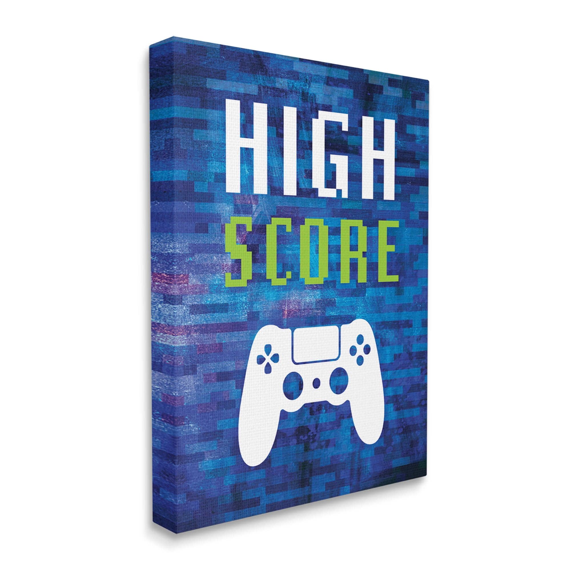 Stupell Industries High Score Pixel Style Gaming Controller Typography Graphic Art Gallery Wrapped Canvas Print Wall Art, Design by Victoria Barnes