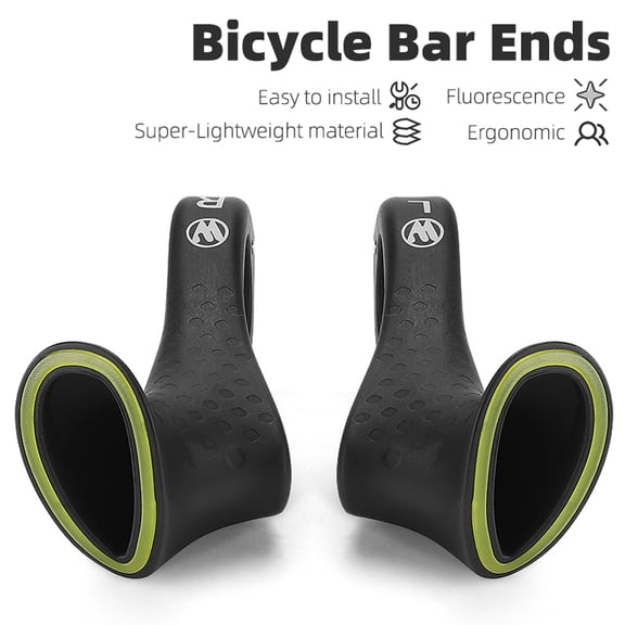 Universal Cycling Ergonomic Bicycle Bar Ends - Lightweight Nylon Handlebar Extensions for Mountain Bikes, Black (1 Pair)