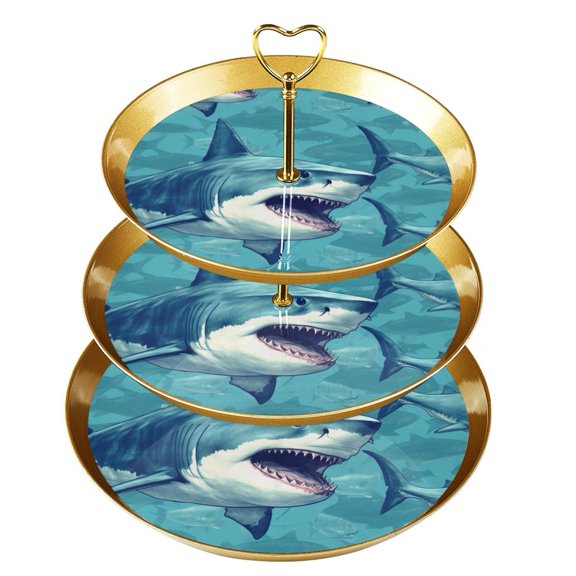 Shark Elegant Plastic Disc Cake Holder with Iron Pillars | 32cm/12.5in Height and 21cm/24cm/27cm Plates