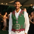 thumbnail image 4 of Yuyamidu Christmas Men's Suit Vest Santa Claus Clothes Casual Waistcoat Vest for Men Size M Leisure Dress Business Vests for Wedding Party Tuxedo V-neck Waistcoat with Pockets, 4 of 7