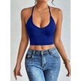 thumbnail image 3 of Womens Spaghetti Strap V-Neck Ribbed Tank Tops for Women 2025 Slim Fitted Soft Camisole Basic Layering Shirts Blue S, 3 of 7