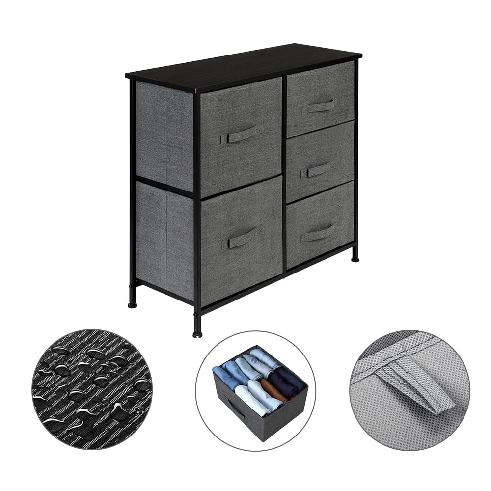 Private Jungle 5 Drawer Dresser Organizer Fabric Storage Chest , End Table Storage Cabinet, Easy Pull Fabric Bins, Wooden Side Table for Bedroom, Hallway, Entryway Closets, Grey Private Jungle 5 Drawer Dresser Organizer Fabric Storage Chest , End Table Storage Cabinet, Easy Pull Fabric Bins, Wooden Side Table for Bedroom, Hallway, Entryway Closets, Grey