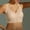 Beige, variant on Women's Striped Ribbed Wireless Bra Wavy Edge Comfort Bralette with Wide Shoulder Straps Seamless Full Coverage Everyday Bra for Ladies