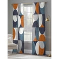 thumbnail image 4 of Navy Blue Sheer Curtains 96 Inch Length 2 Panels Set for Living Room/Bedroom, Middle Century Modern Geometric Abstract Art Curtain Sheers Drapes Rod Pocket Curtains Window Treatment Set 52''x96''x2, 4 of 7