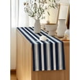 thumbnail image 3 of Table Runner 36 Inches Long for Kitchen Dining, Navy Blue Gray Stripe Dresser Scarf Farmhouse, Dining Table Decorations for Wedding/Parties, Modern Farmhouse Horizontal Striped 13 x 36 In, 3 of 7