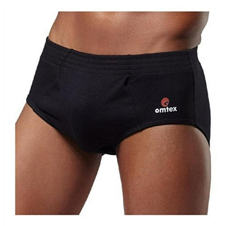 Omtex Sports Cotton Brief with Cup Pocket Black Waist 