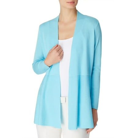 Anne Klein SIREN BLUE Monterey Peplum Open Front Cardigan, US Small