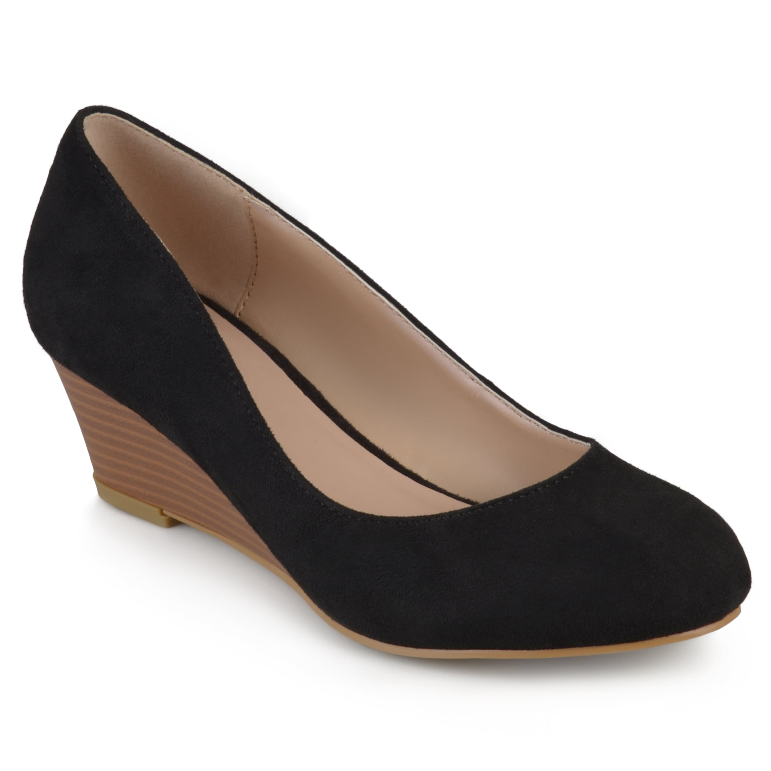 Womens Stacked Wood Heel Classic Faux 