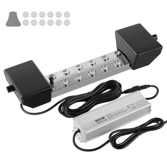 VEVOR Ultrasonic Mist Maker 12 Head, 9000mL/H Ultrasonic Fogger, Mist Maker with 300W IP67 Waterproof Power Supply, Buoy, Replacement Discs,for Pond,Garden,Rockery, Greenhouse,Halloween Decoration