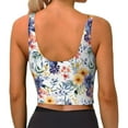 thumbnail image 3 of Fotbe Lilies Flowers Pattern Womens' Sports Bra Longline Wirefree Padded with Medium Support Sports Moisture-Wicking Workou Vest,Tank Top-XX-Large, 3 of 9