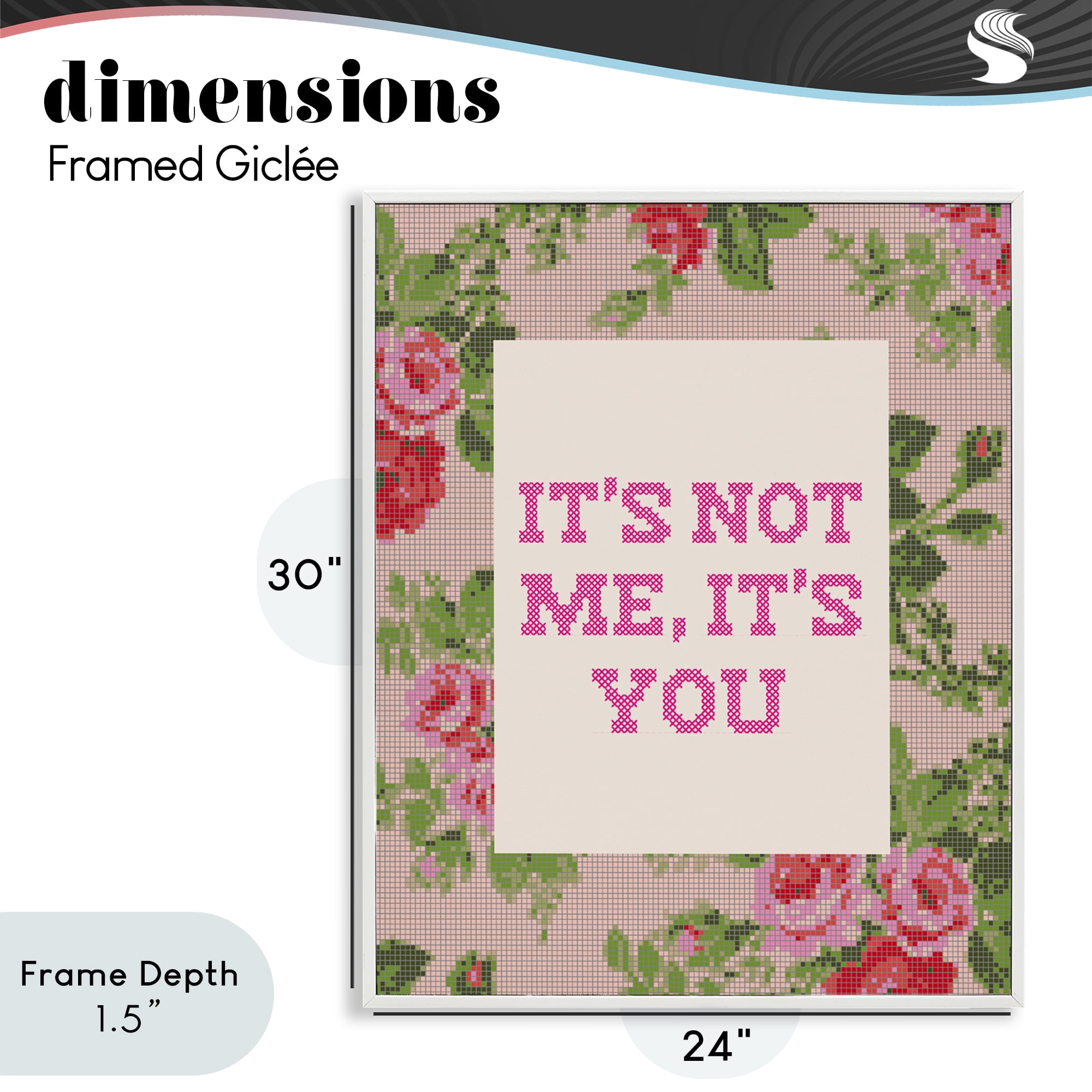 Stupell Industries Not Me It's You Faux Cross Stitch White Framed Giclee Art, design by Lil' Rue