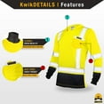 thumbnail image 4 of KwikSafety (Charlotte, NC) MECHANIC Long Sleeve Safety Shirt (w/POCKET & Black Trim) Class 3 ANSI OSHA Custom High Visibility Reflective Tape Construction Security Hi Viz Clothing Men | Yellow 2XL, 4 of 7