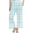 thumbnail image 3 of Girls Pajama Pants Gingham Pattern Pajama Lounge Pants with Pockets Sleepwear Soft Elastic Waist PJ Bottoms pjs for Teen Girls(Light Blue,4-5 Years), 3 of 5