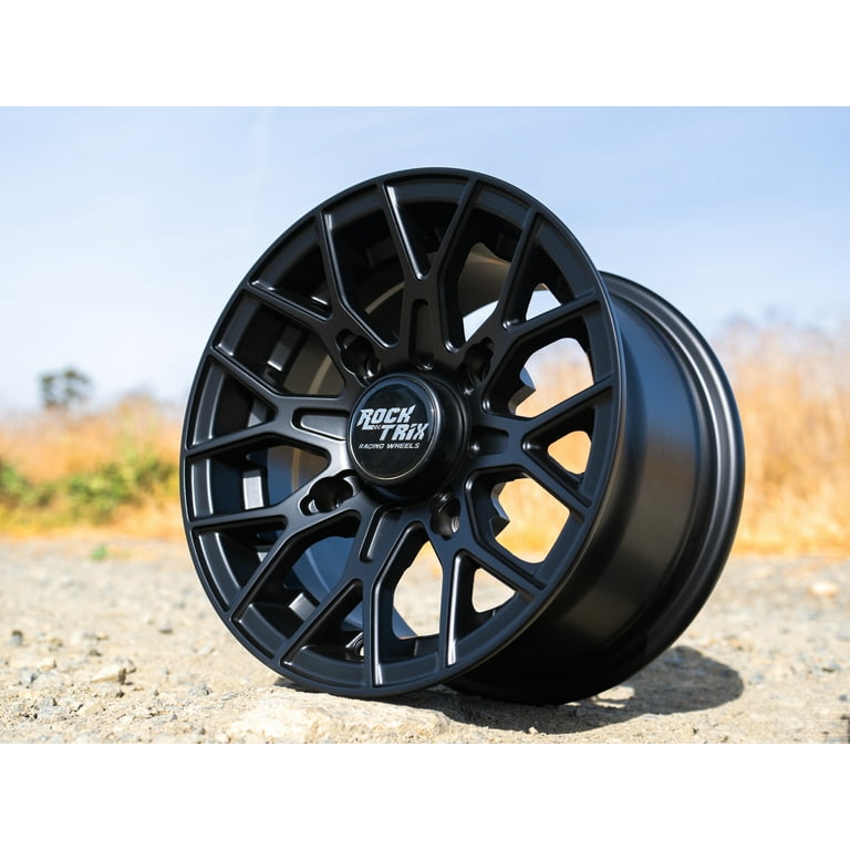 RockTrix RT104 12in ATV Wheels Rims 12x7 Matte Black, 4x156