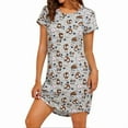 thumbnail image 3 of XIAONU Womens Nightshirts Summer Thin Trendy Short Sleeve Floral Nightgown Baggy Oversized Pleasure Round Neck Sleepwear Homewear, 3 of 5