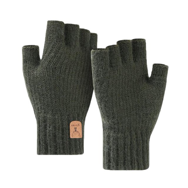 Ruifaya Guantes sin dedos, guantes de medio dedo, guantes de punto cálidos de invierno;