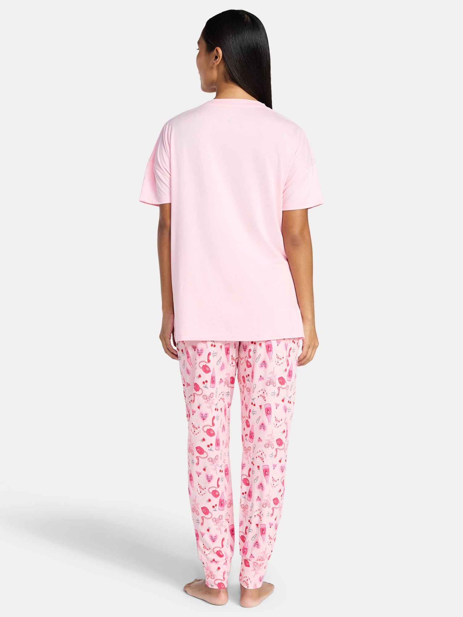 Jaclyn Women's Valentine's Day Sleep Tee and Jogger Pants Pajama Set, 2-Piece, Sizes S-XL