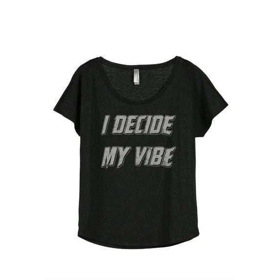 I Decide My Vibe Women's Fashion Slouchy Dolman T-Shirt Tee Heather Black 2X-Large