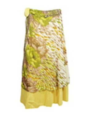 Mogul Womens Recycled Silk Sari Wrap Skirts Beach Bikini Cover Up 2 Layer Printed Sarong Wrap Around Skirts Sarong Dress