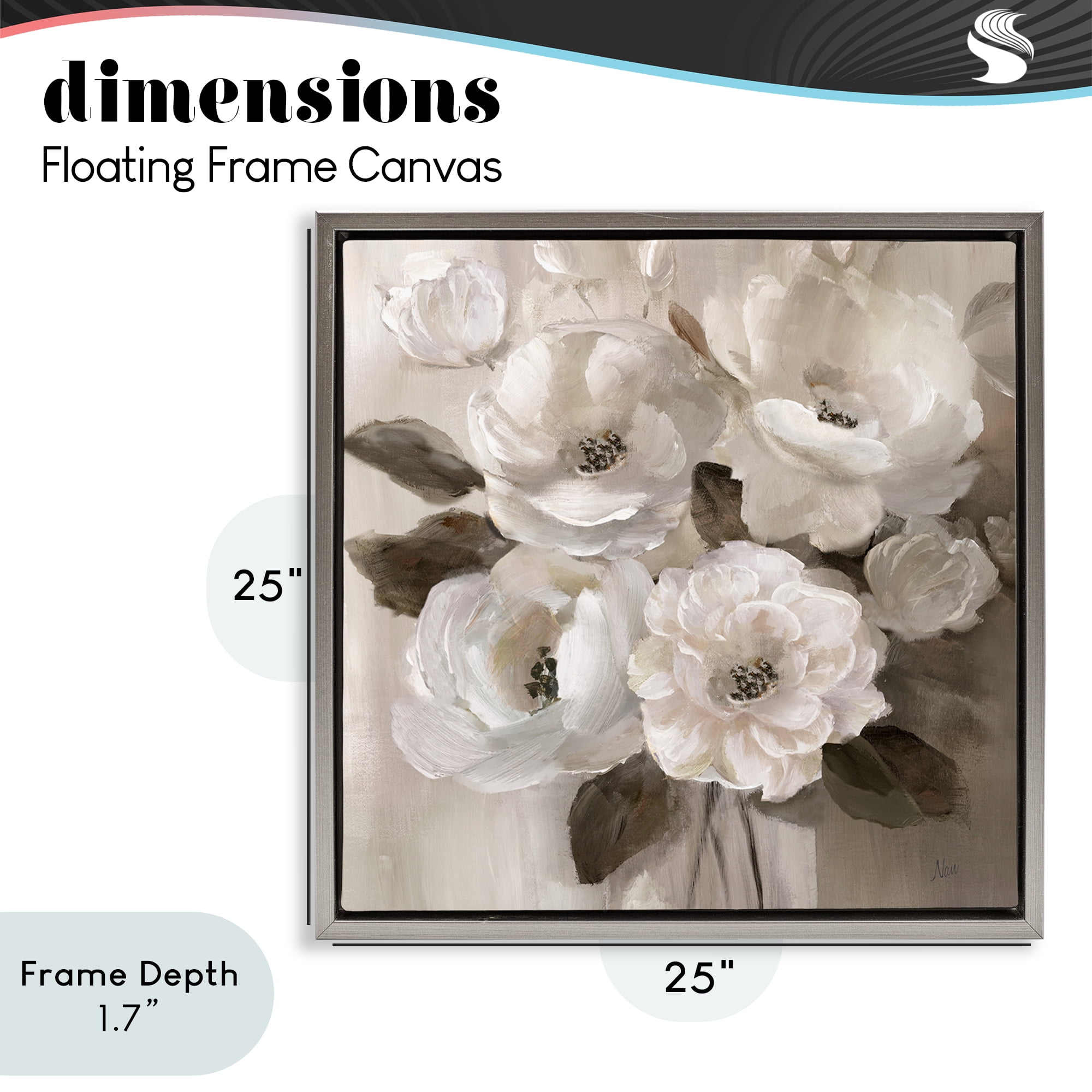 Stupell Industries Ivory Flower Bushel Gray Framed Floater Canvas Wall Art, design by Nan