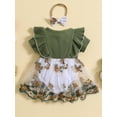 thumbnail image 3 of Bagilaanoe Newborn Baby Girl Romper Dress Flower Embroidery Fly Sleeve Bodysuit + Headband 3M 6M 12M 18M 24M Infant Tulle Patchwork A-line Princess Dresses, 3 of 9