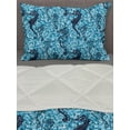 thumbnail image 3 of Animal Comforter & Sham Bedding Set, Mosaic Tile Pattern Nautical Ocean Life Maritime Creature Beauty Art Print, 3 pcs Duvet Set Microfiber Filling Quilt, 5 Sizes, Navy Turquoise, by Ambesonne, 3 of 4