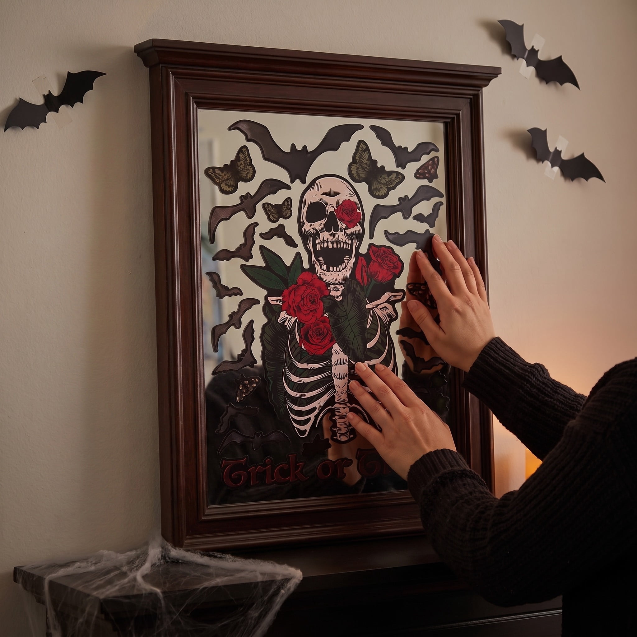 Skeleton and Roses Window Clings, Multicolor, 11.75" x 17", Halloween by Way To Celebrate
