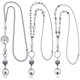 thumbnail image 1 of 3 Pieces ID Badge Lanyard Necklace with ID Holder Clip Stainless Steel Beaded Chain Retractable Badge Reel Valentine Present (Chic Style), 1 of 4