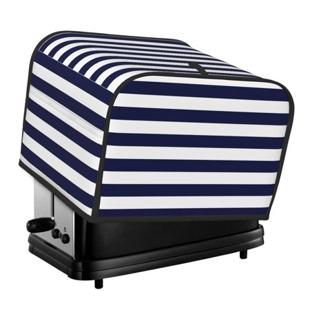 

Salelf Navy Blue And White Stripes 4 Slice Toaster Cover Appliance Cover Toaster Dust And Fingerprint Protection Machine Washable Toaster Machine Cover