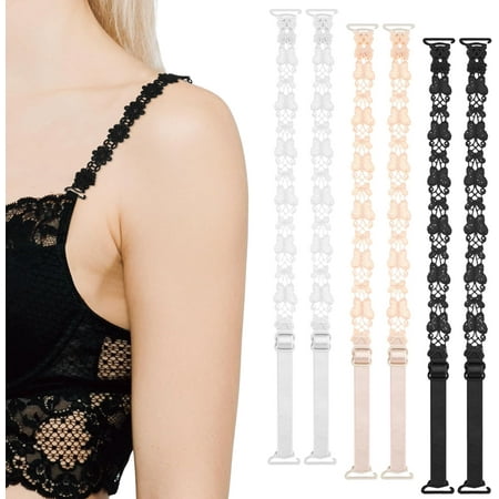 3 Pairs Women s Bra Straps Replacement  Adjustable Dress Straps for Strapless Dress  Decorative Bra Straps  Non-Slip Elastic Thick Strap Bra for Strapless Bra(White Beige Black)
