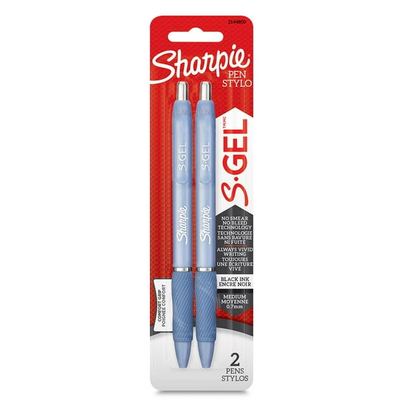 Bolígrafos Sharpie S-Gel Diseño Azul Tinta Negra 0,7mm Blíster 2 Pzas