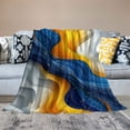 thumbnail image 2 of WERPE Gold and Blue Abstract Art Flannel Blanket Soft Plush Blankets White, 2 of 6