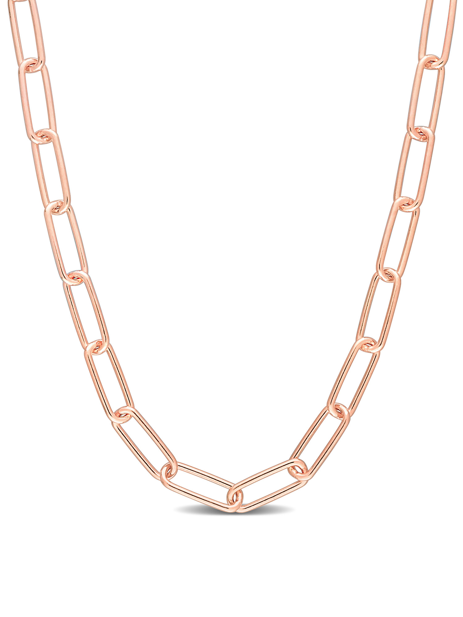 Miabella Women's Rose Gold Flash Plated Sterling Silver Paperclip