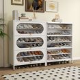 thumbnail image 3 of Foreate 6-Tier Metal Shoe Cabinet with 3 Flip-Up Tempered Glass Doors - Ideal for Entryway, Hallway, Living Room - Holds 18 - 24 Pairs - Sturdy, Waterproof, Space - Saving, 3 of 6