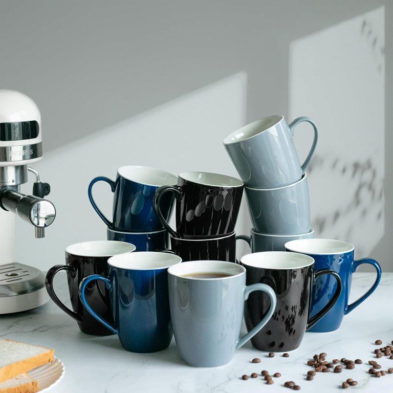 BTaT- Coffee Mugs, Set of 4, 16oz, Fine Bone China Porcelain, Black Coffee  Mugs for Coffee Mug Set - Walmart.com