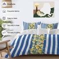 thumbnail image 4 of Blue Stripes Lemon Bedding 3 Piece Duvet Cover Set Queen Size, Spring Fruit Flowers Leaves Line Soft Microfiber Comforter Cover with Zipper Closure & Pillowcases, Wrinkle & FadeResistant Quilt Cover, 4 of 9