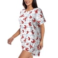 thumbnail image 2 of Haiem Cartoon Lobsters Pattern Pajama Set for Women 2 Piece Lounge Set Short Sleeve Tops and Shorts Soft Sleepwear-3X-Large, 2 of 7
