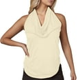 thumbnail image 3 of Sijiajgjfu Womens Sleeveless Shirts Drap Hanging Neck Tank Tops Business Dressy Work Basic Blouses Beige L, 3 of 8