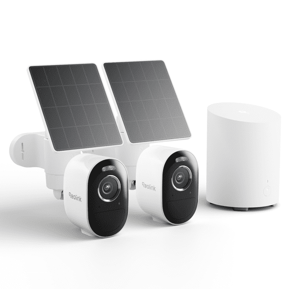 Reolink Argus 3 Pro WiFi Solar Security Camera System, 2-Pack, Smart Detection, Home Hub Mini