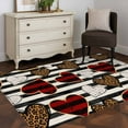 thumbnail image 4 of Valentine's Day Washable Area Rug&nbsp;3x5ft Leopard Print White Red Love Heart Black Striped Soft Rectangle&nbsp;Rugs for Living Room, Non Slip Carpet for Bedroom&nbsp;Entryway Dining Room, 4 of 9