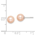thumbnail image 3 of Primal Silver Sterling Silver Rhodium-plated 7-8mm Pink Freshwater Cultured Round Pearl Stud Earrings, 3 of 5